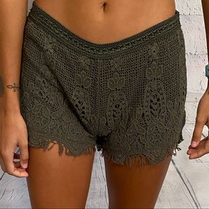 NWOT olive knit-lace Shorts